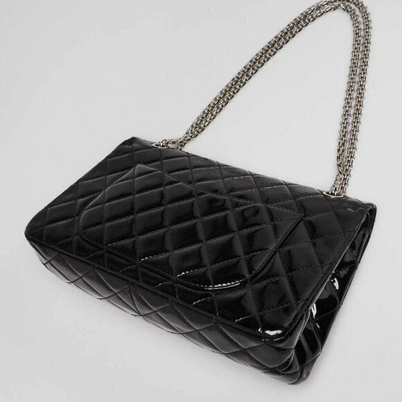 Chanel Black 2.55 Reissue Quilted Classic Patent Leather 227 Jumbo Flap Bag - Picture 2 of 11